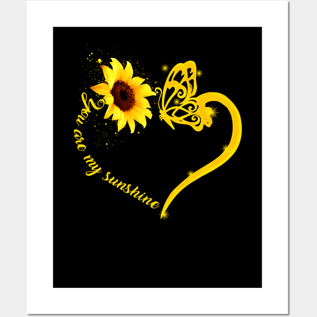 You Are My Sunshine Hippie Sunflower Butterfly Wall Art by Raul Caldwell